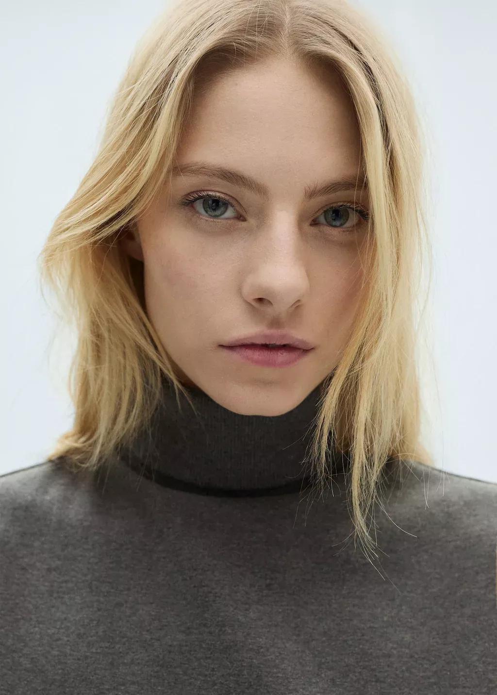 Grey Ribbed Knit Cropped Top, , large image number 1