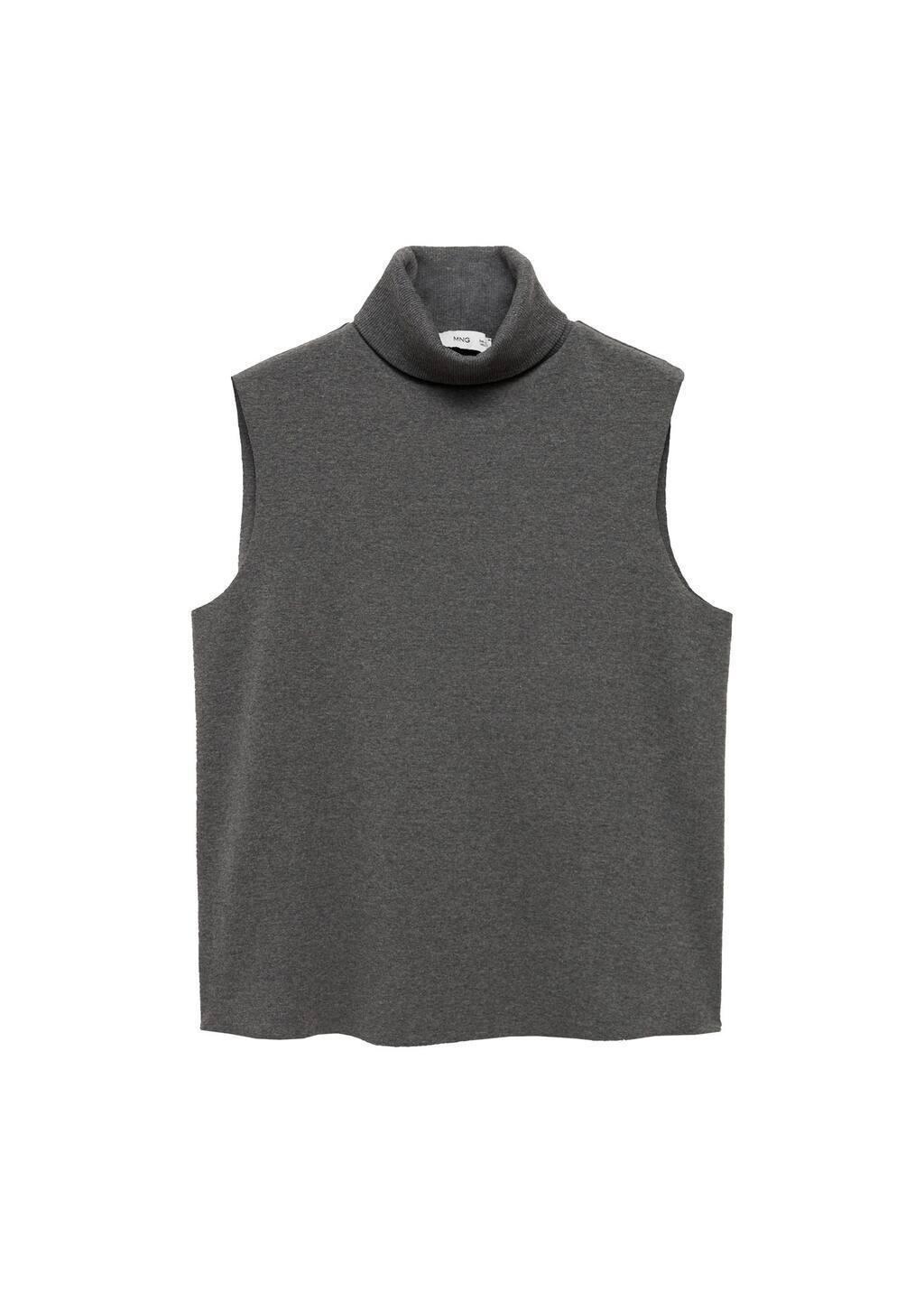 Grey Ribbed Knit Cropped Top, , large image number 3