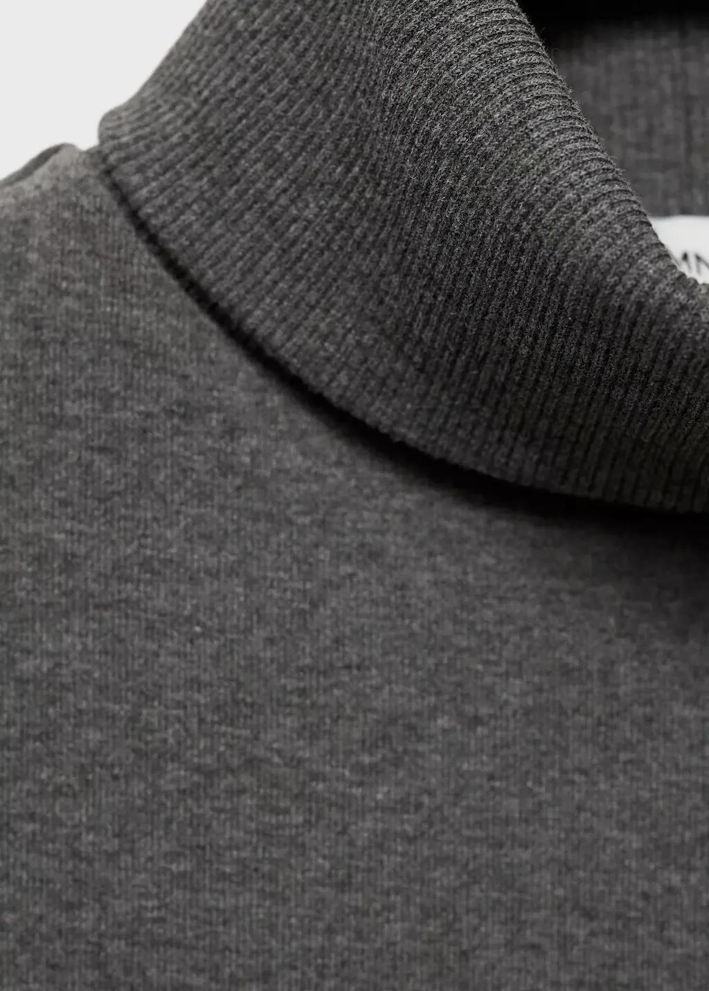 Grey Ribbed Knit Cropped Top, , large image number 4