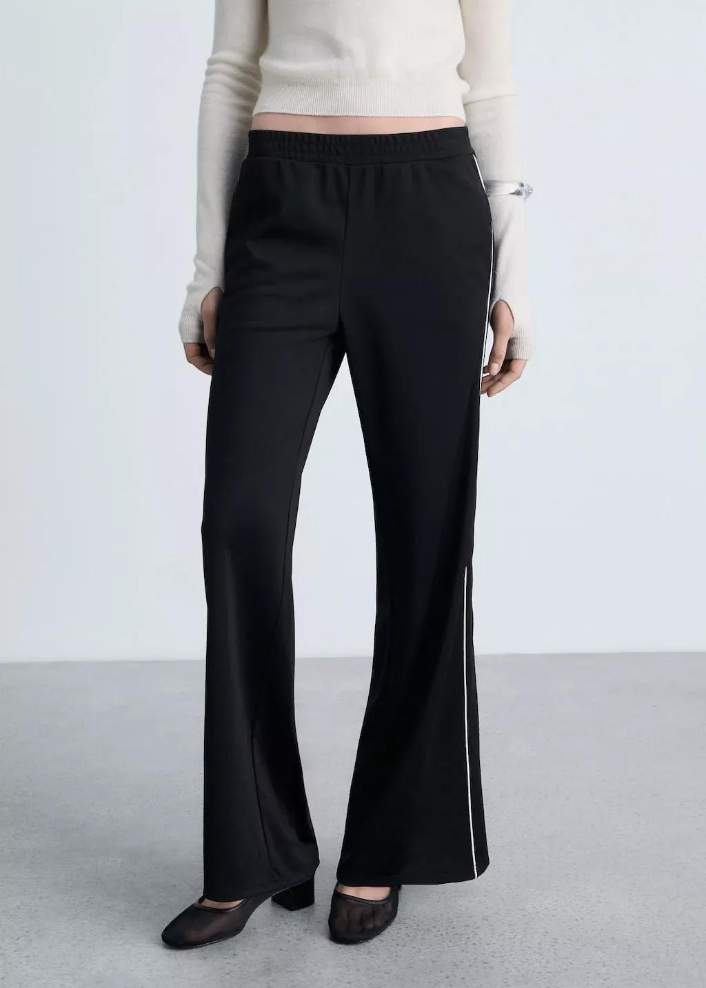 Black Contrasting-Stripe Jogger Trousers, , medium