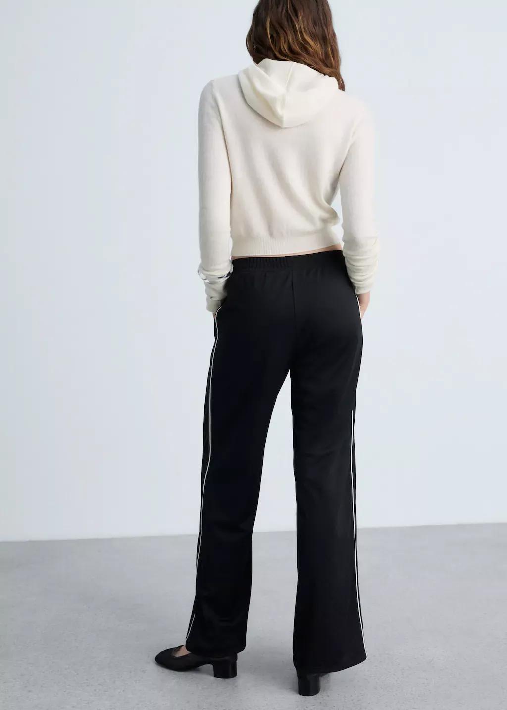 Black Contrasting-Stripe Jogger Trousers, , large image number 5