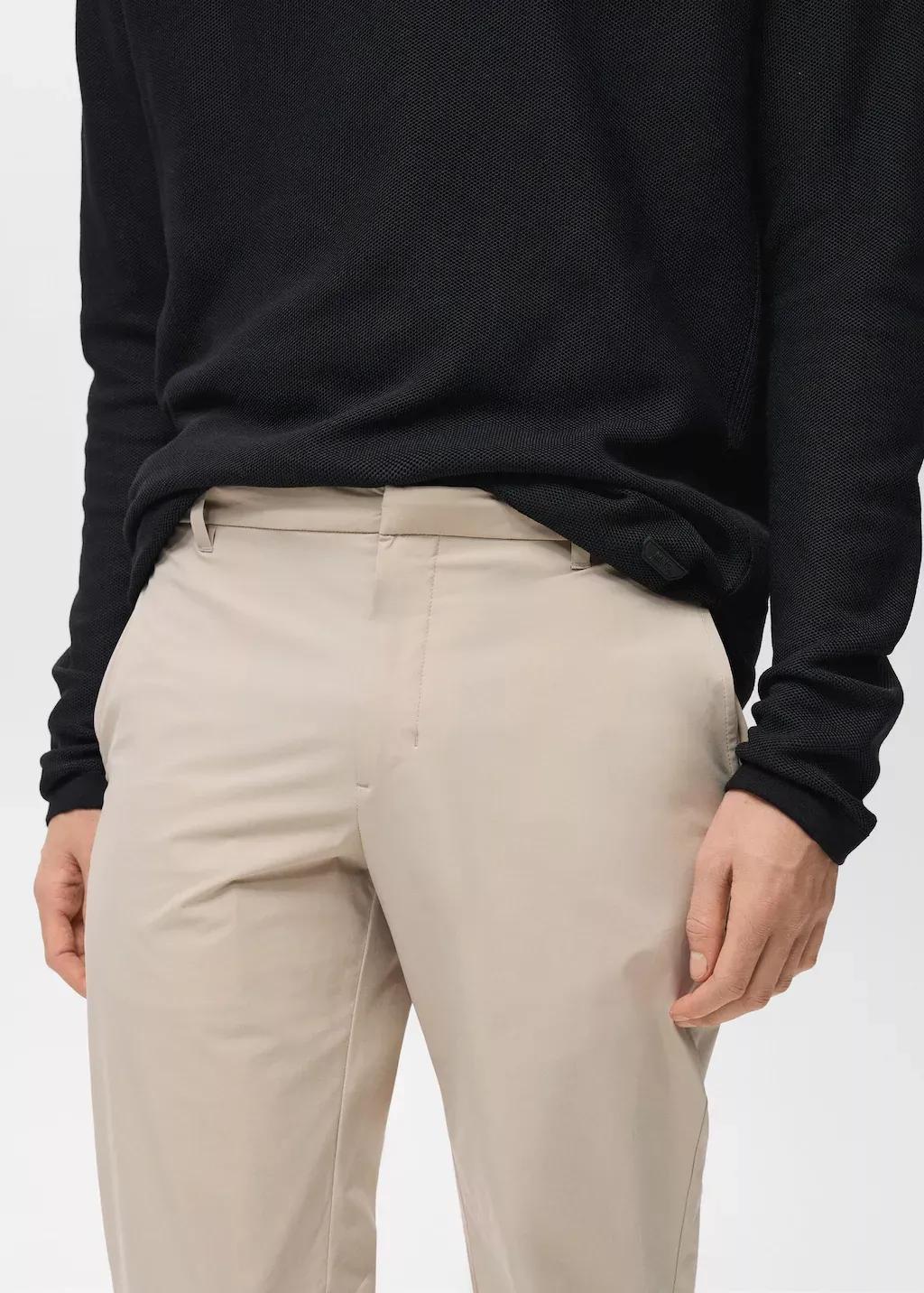 Brown Lt Pastel Stretch Fabric Slim-Fit Trousers With Drawstring, , large image number 1
