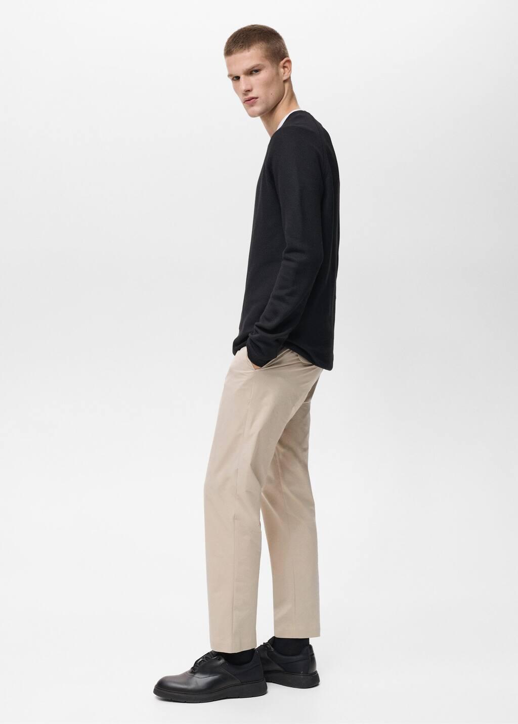 Brown Lt Pastel Stretch Fabric Slim-Fit Trousers With Drawstring, , large image number 2