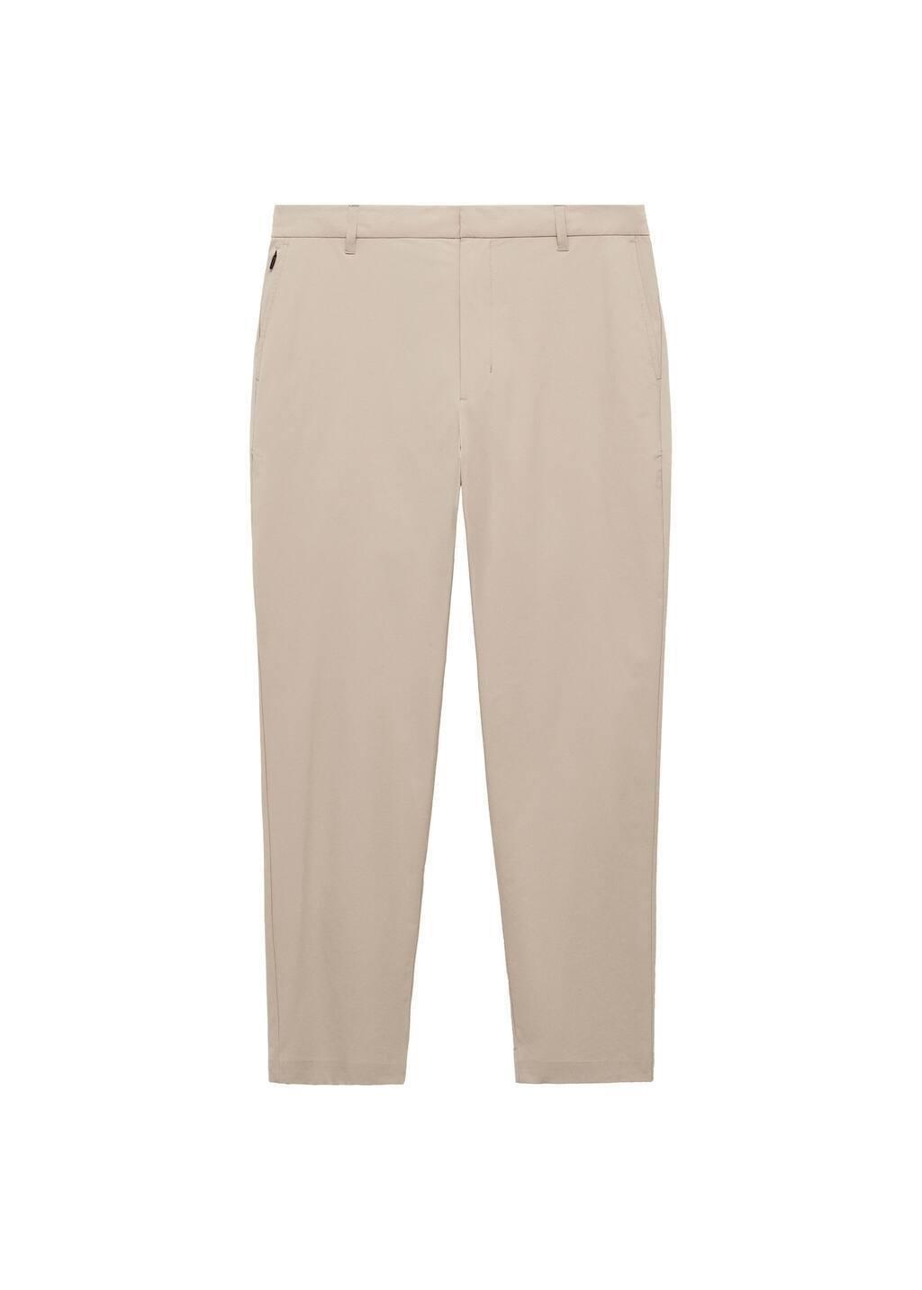 Brown Lt Pastel Stretch Fabric Slim-Fit Trousers With Drawstring, , large image number 3