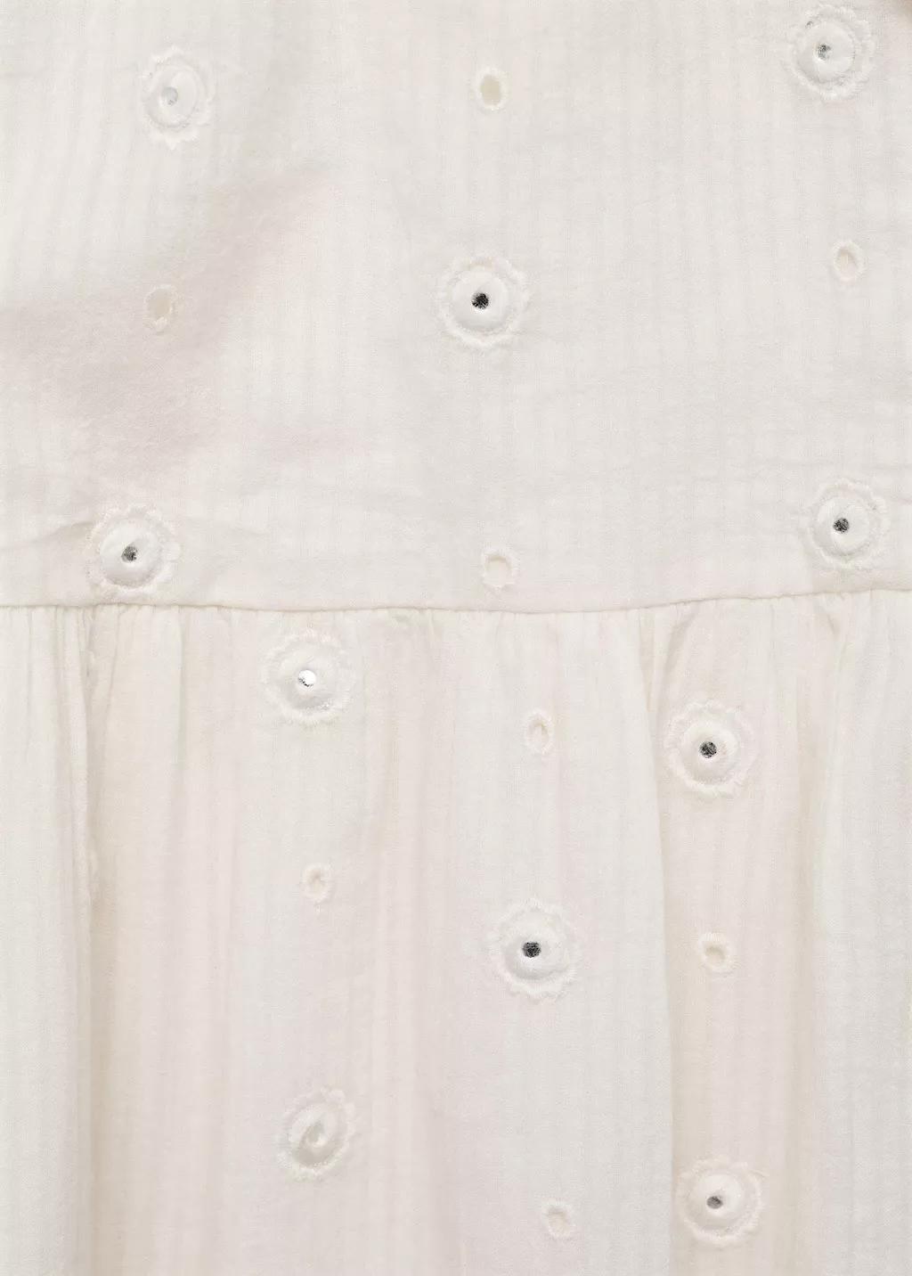 White Polka-Dots Cotton Dress, Kids Girl, , large image number 1
