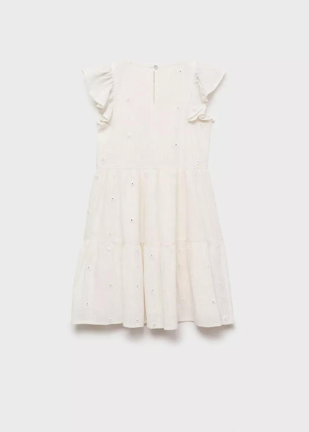 White Polka-Dots Cotton Dress, Kids Girl, , large image number 2