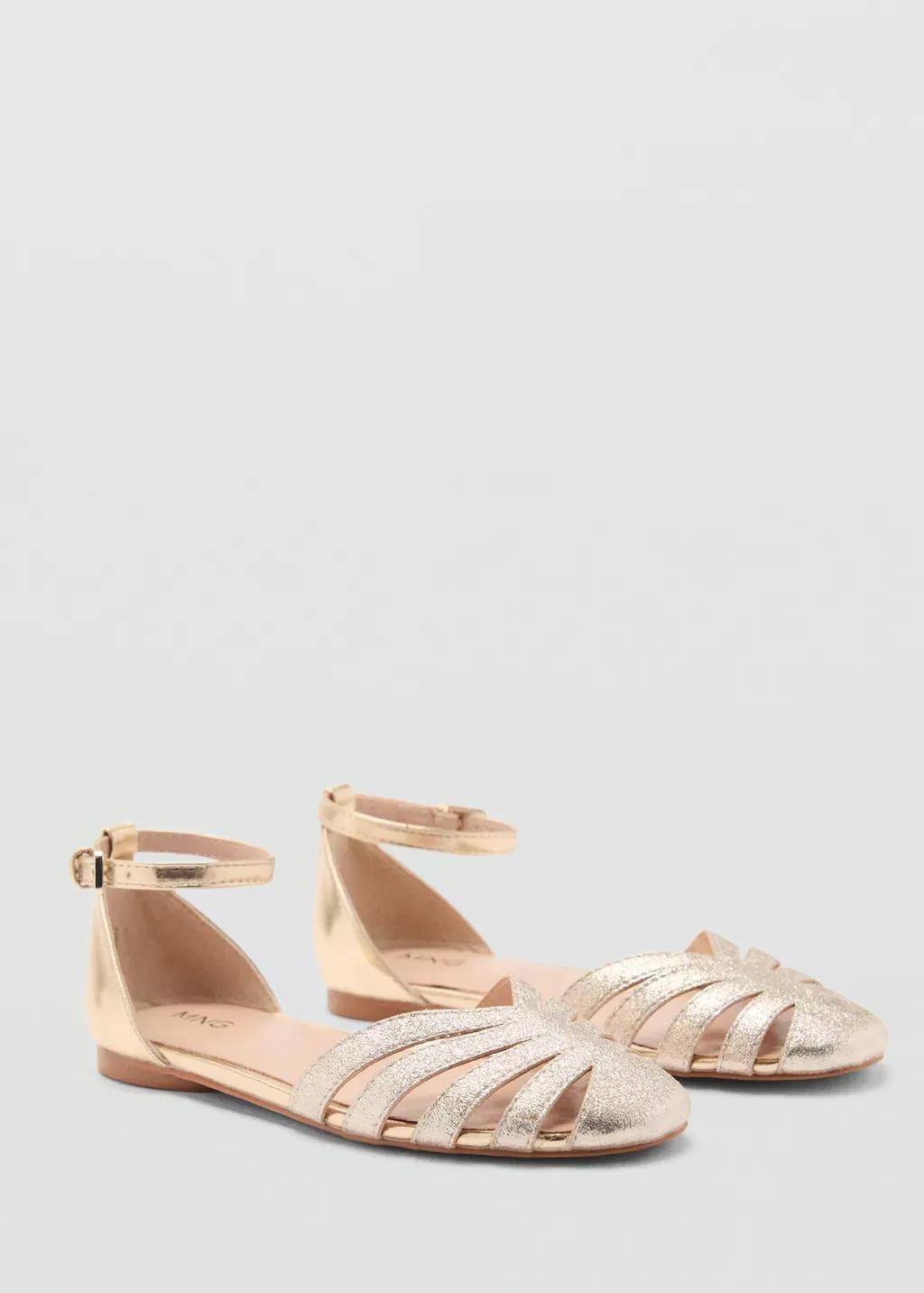 Gold Strips Sandals, Kids Girl, , large image number 0