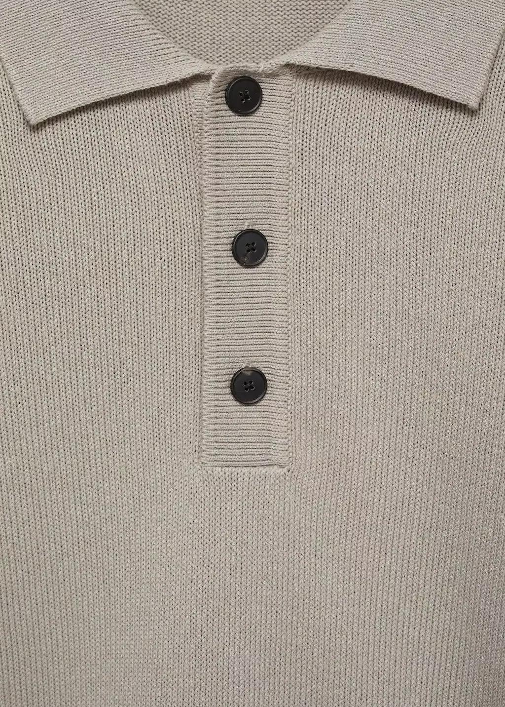 White Cotton Knitted Polo Shirt, , large image number 4