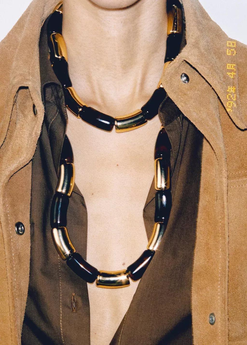 Gold Rigid Combination Necklace, Gold, large image number 2