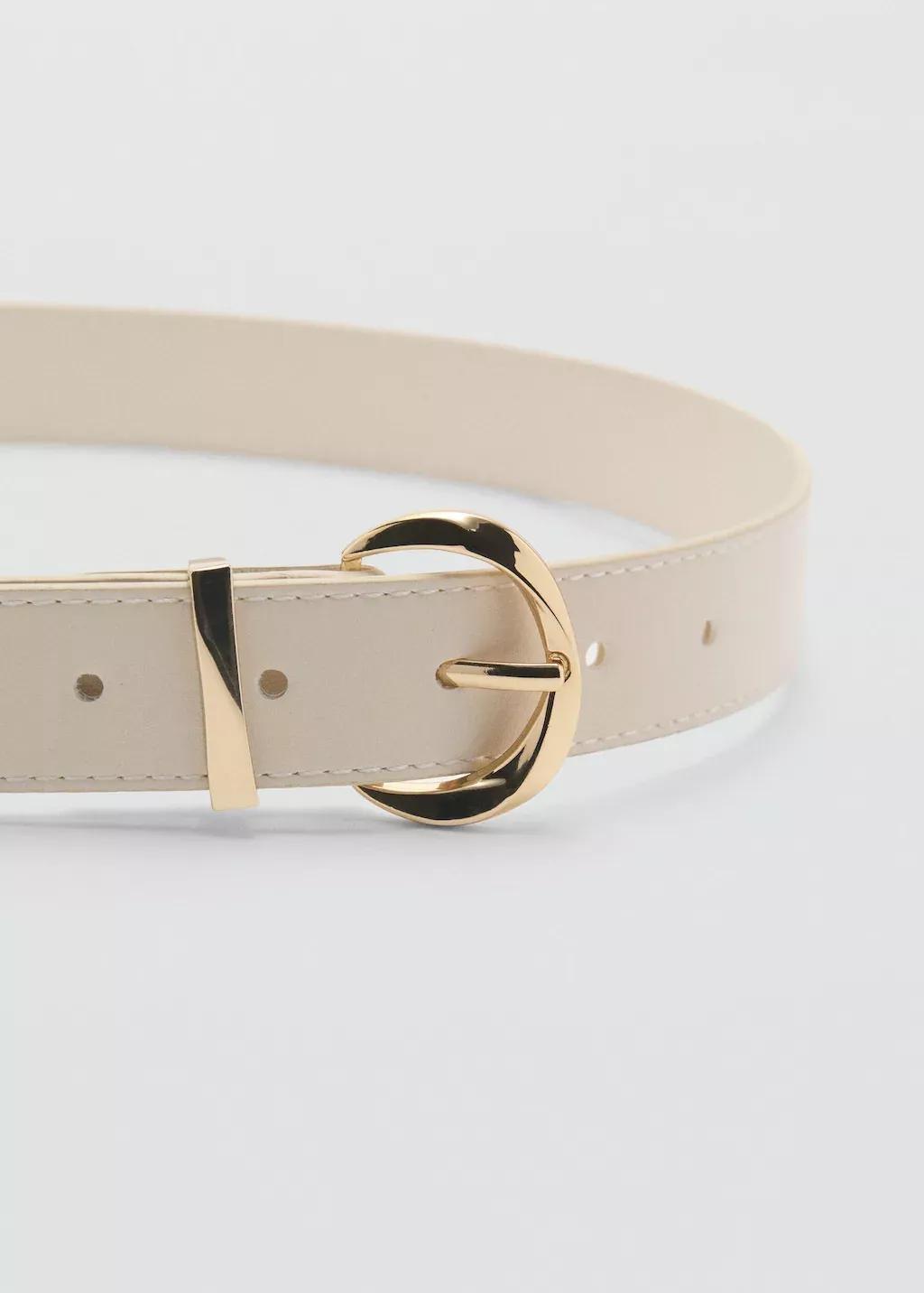 Beige Oval Buckle Belt, , medium