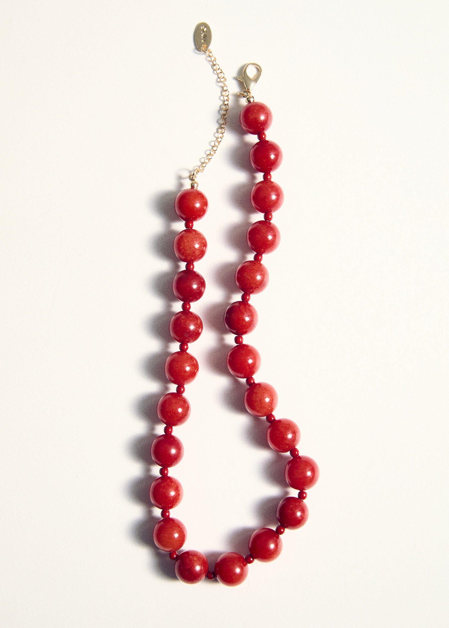 Red Bead-Stone Necklace, 0201_70, large image number 0
