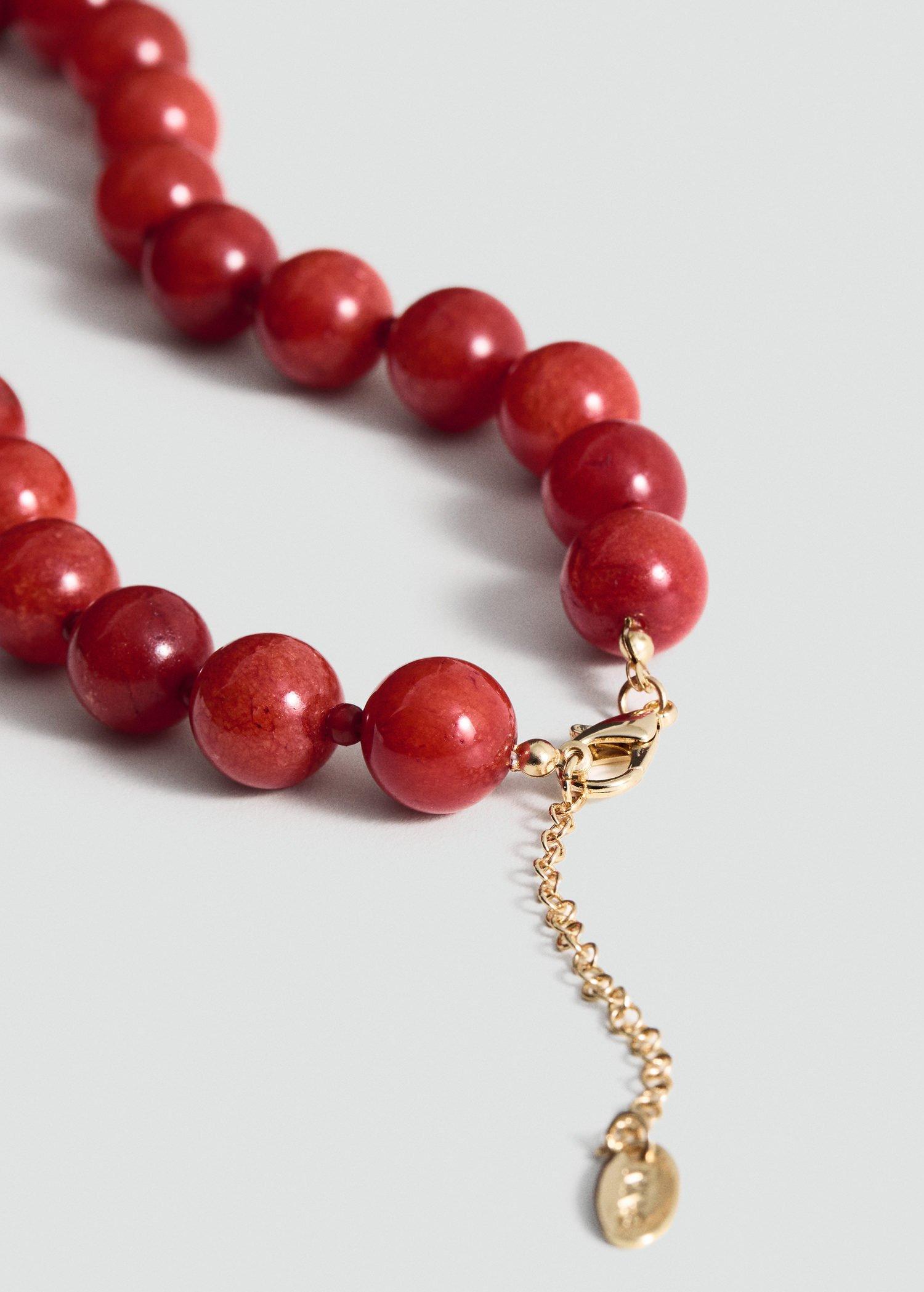 Red Bead-Stone Necklace, 0201_70, large image number 1
