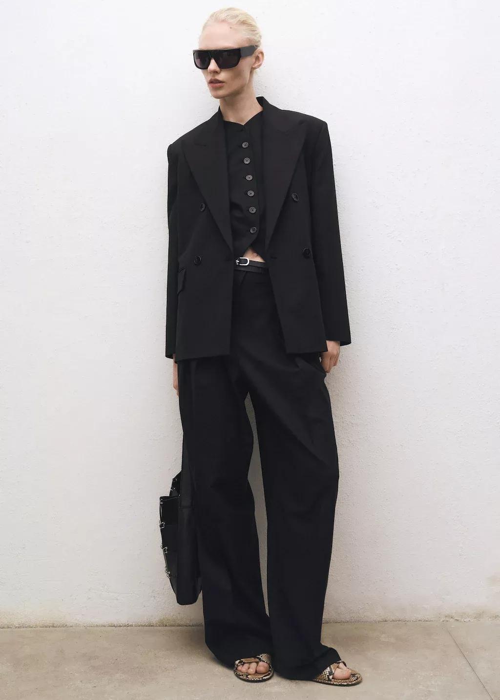 Black Wool-Blend Suit Jacket, , large image number 2