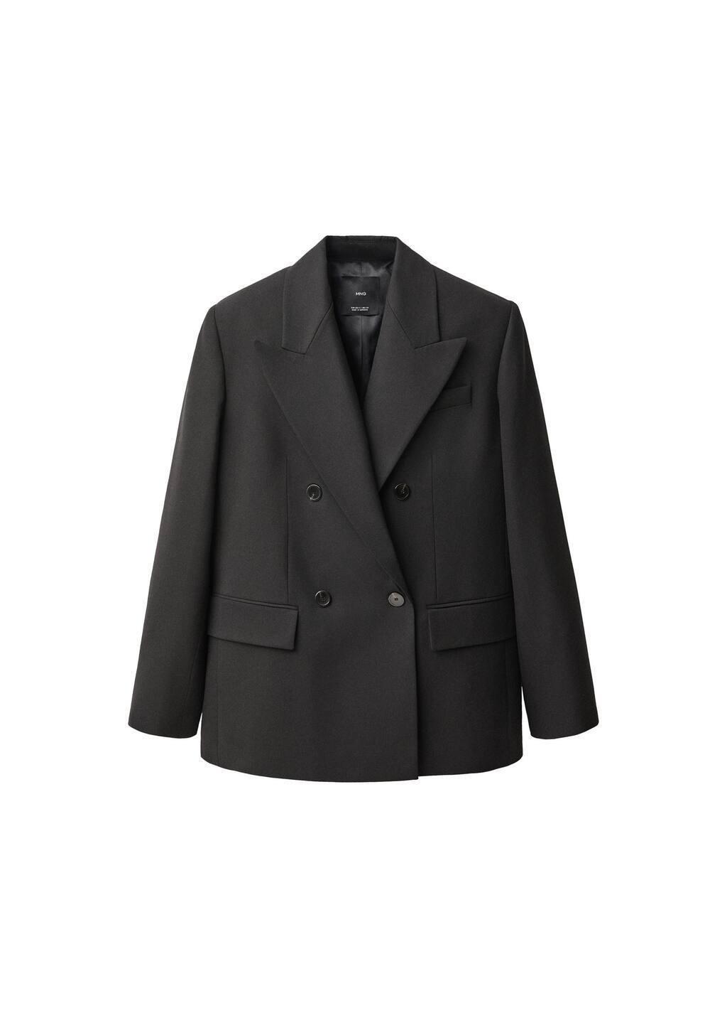 Black Wool-Blend Suit Jacket, , large image number 3