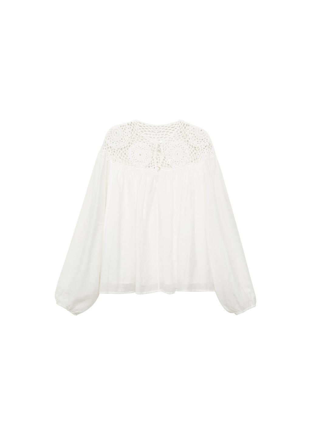 White Crochet Panel Blouse, , large image number 4
