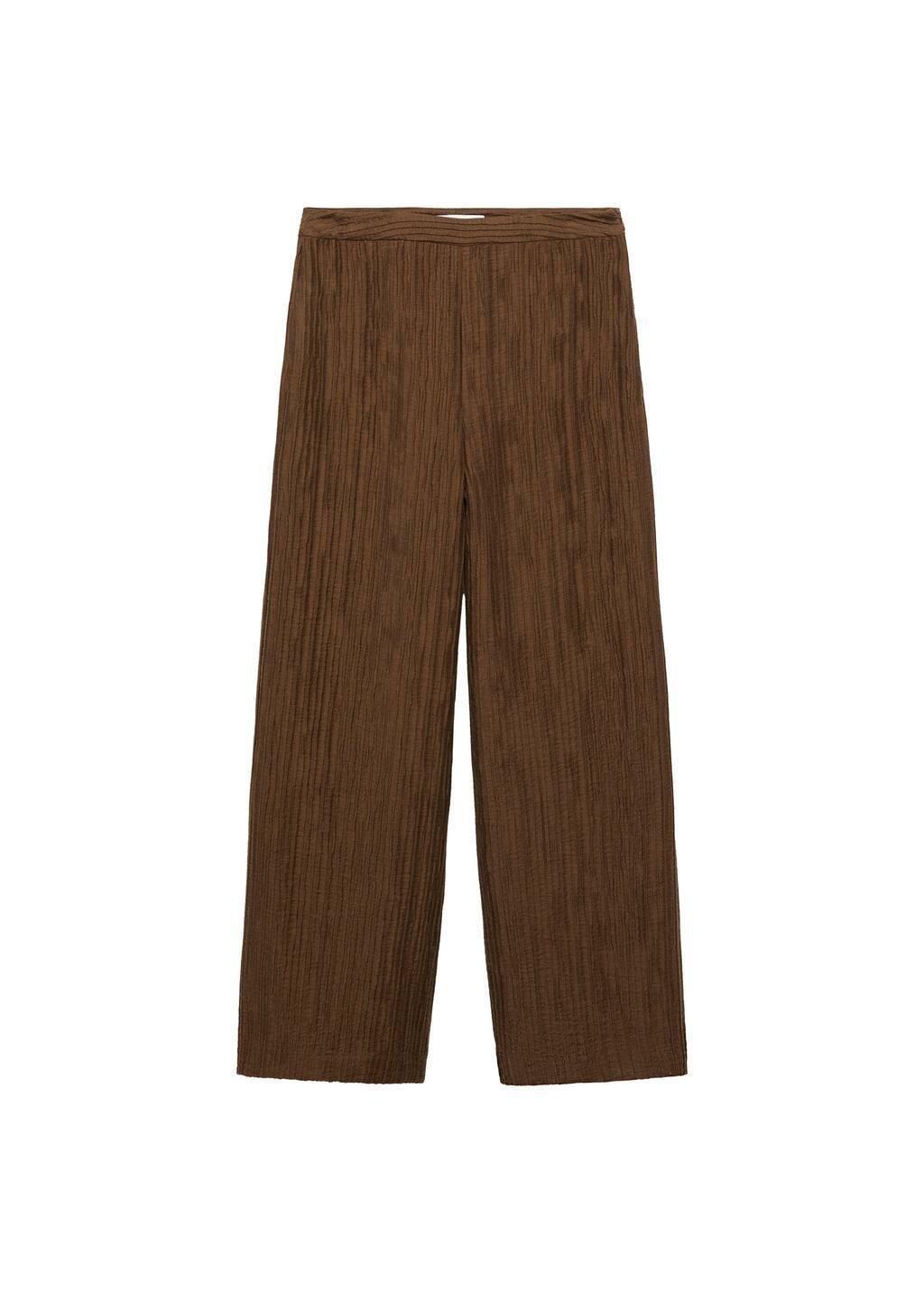 Brown Straight Textured Trousers, , large image number 3