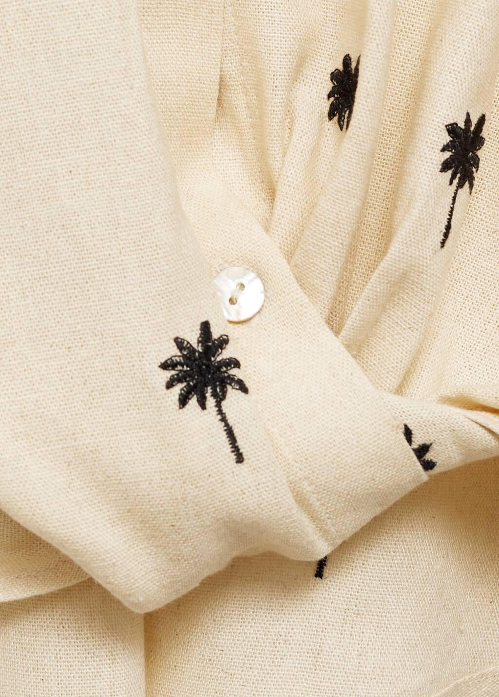 Beige Embroidered Shirt With Knot, , large image number 4