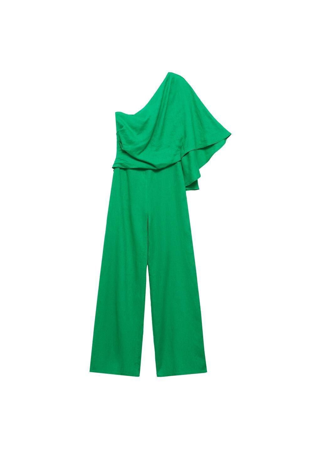 Green Asymmetric Linen Jumpsuit, , large image number 3