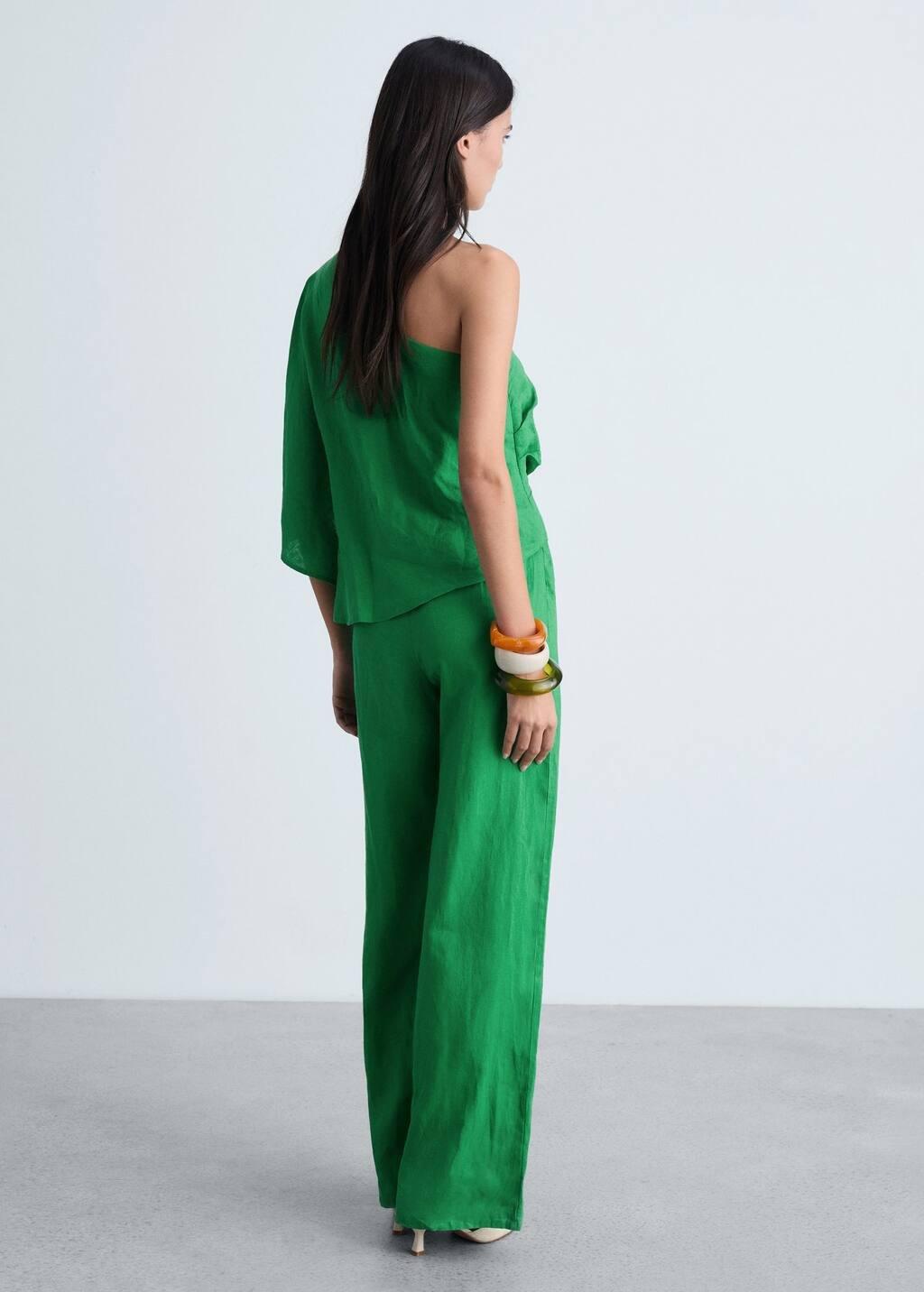 Green Asymmetric Linen Jumpsuit, , large image number 4