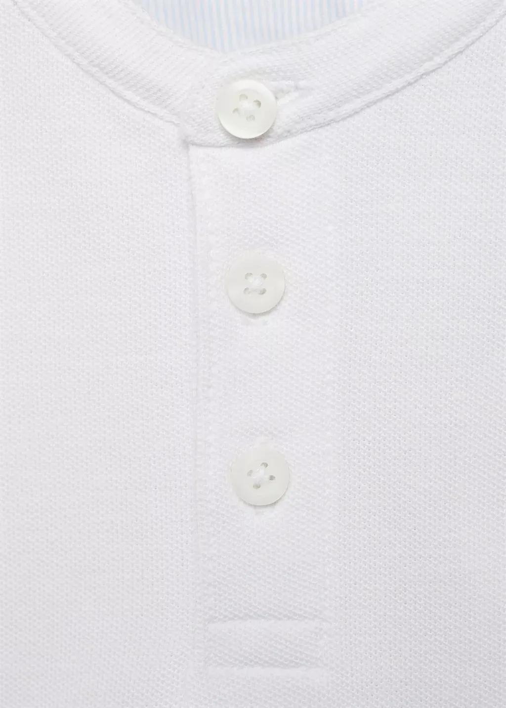White Mao Collar Cotton Polo, Baby Boy, , large image number 4
