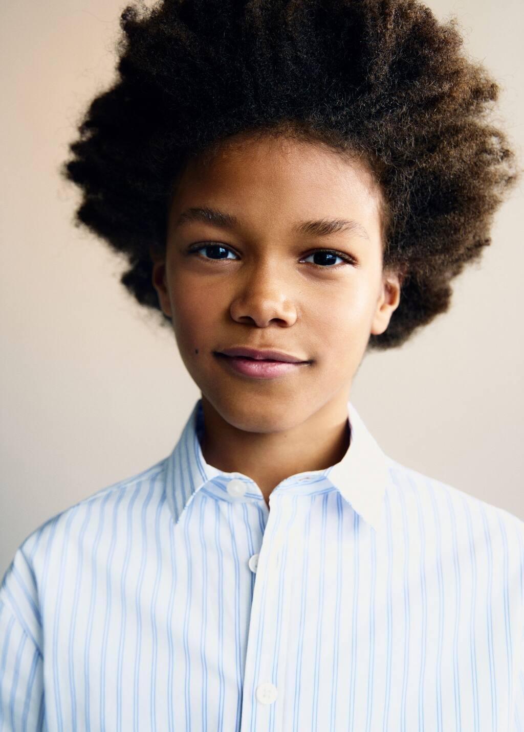 White Striped Cotton Shirt, Kids Boy, , large image number 3