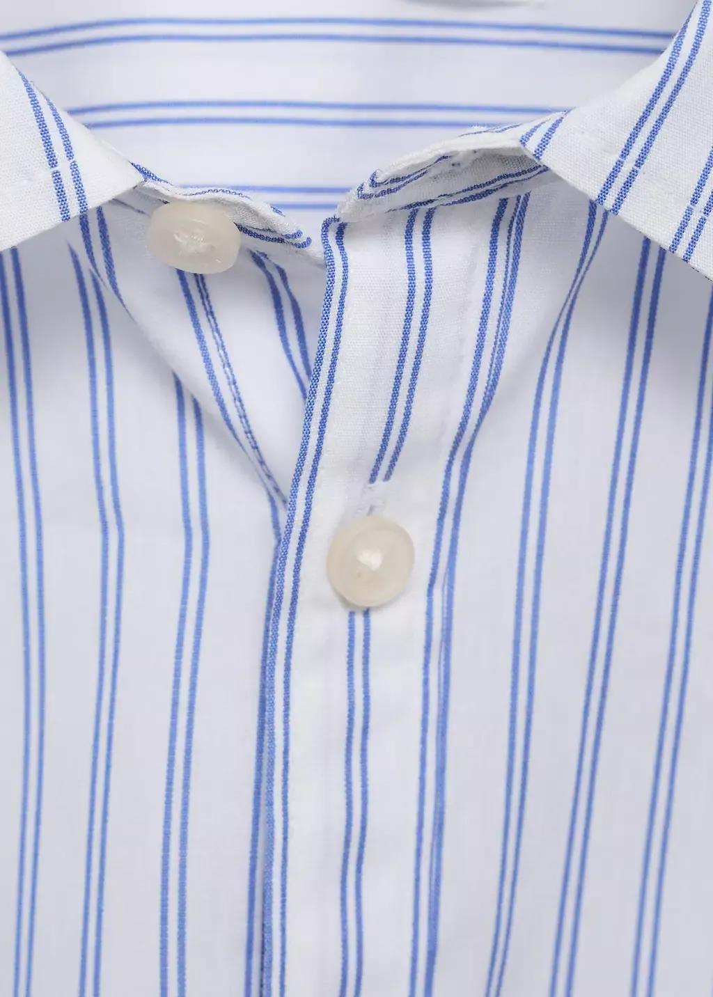 White Striped Cotton Shirt, Kids Boy, , large image number 5