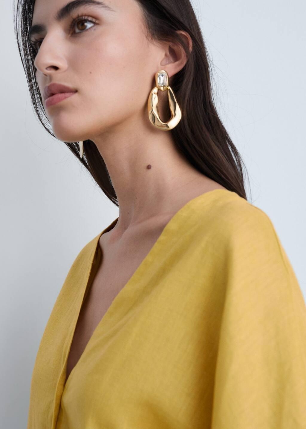 Yellow Plain Shirt Dress, , large image number 1