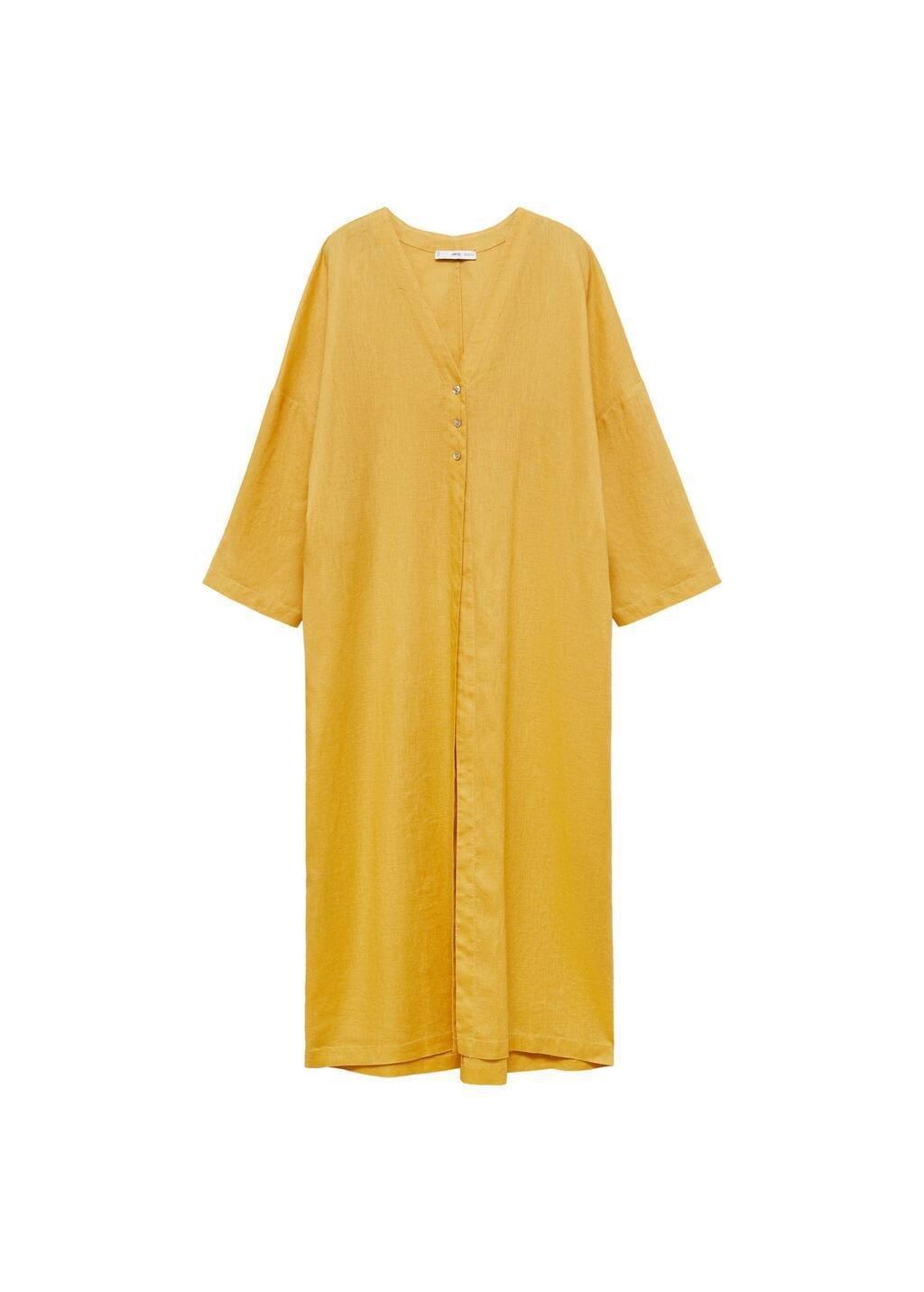 Yellow Plain Shirt Dress, , large image number 3