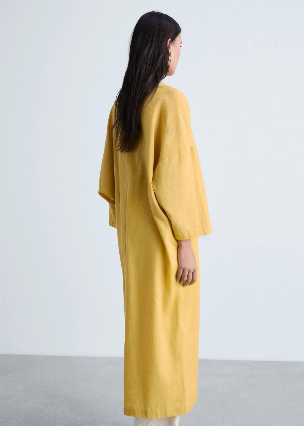 Yellow Plain Shirt Dress, , large image number 4