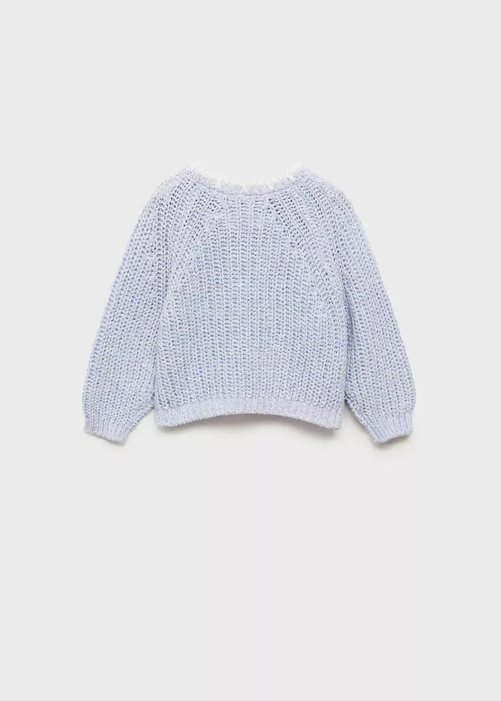 Blue Lt Pastel Knitted Cotton Sweater, Baby Girl, , large image number 1