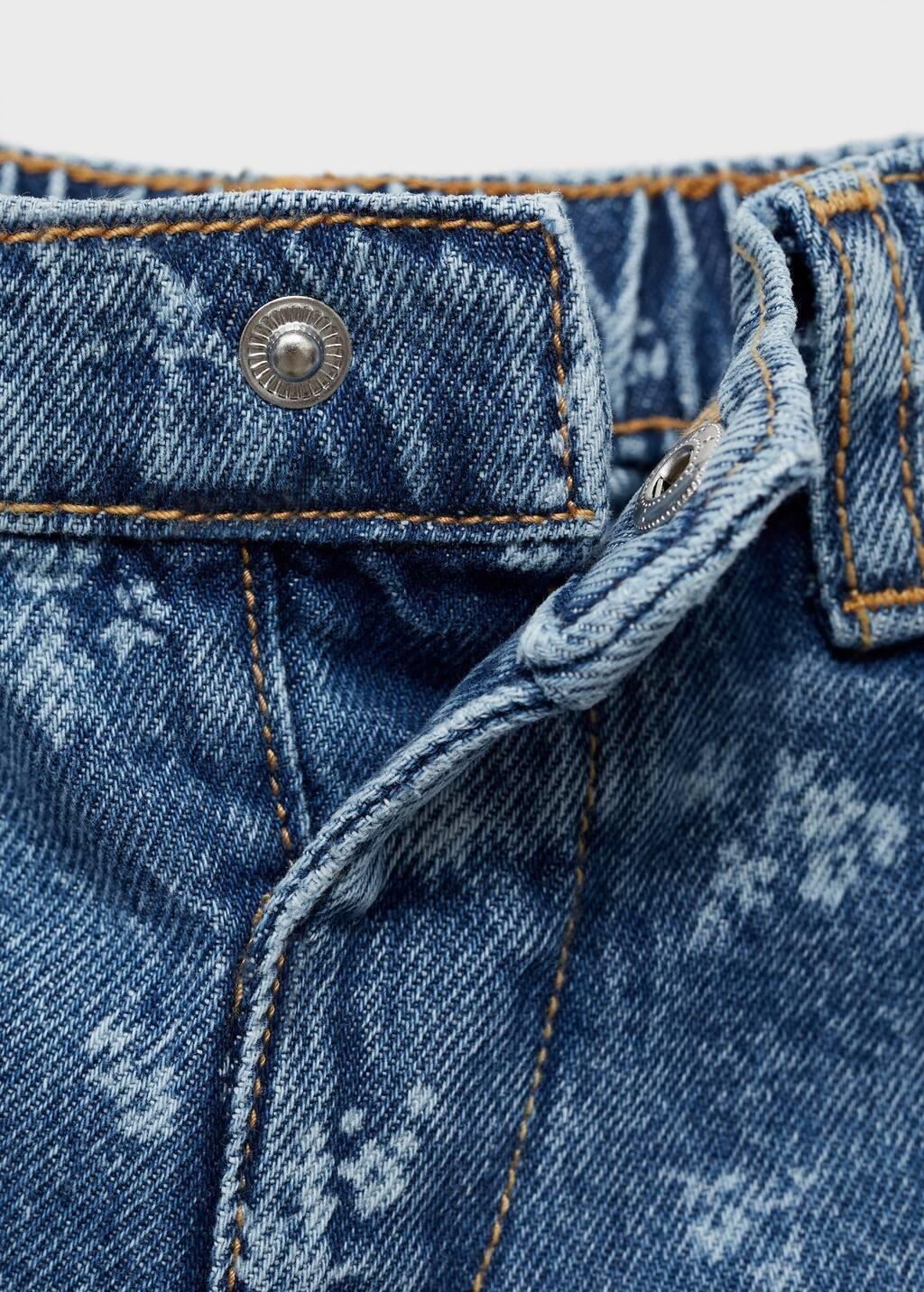 Blue Printed Straight Jeans Floral, Kids Girls, , large image number 1