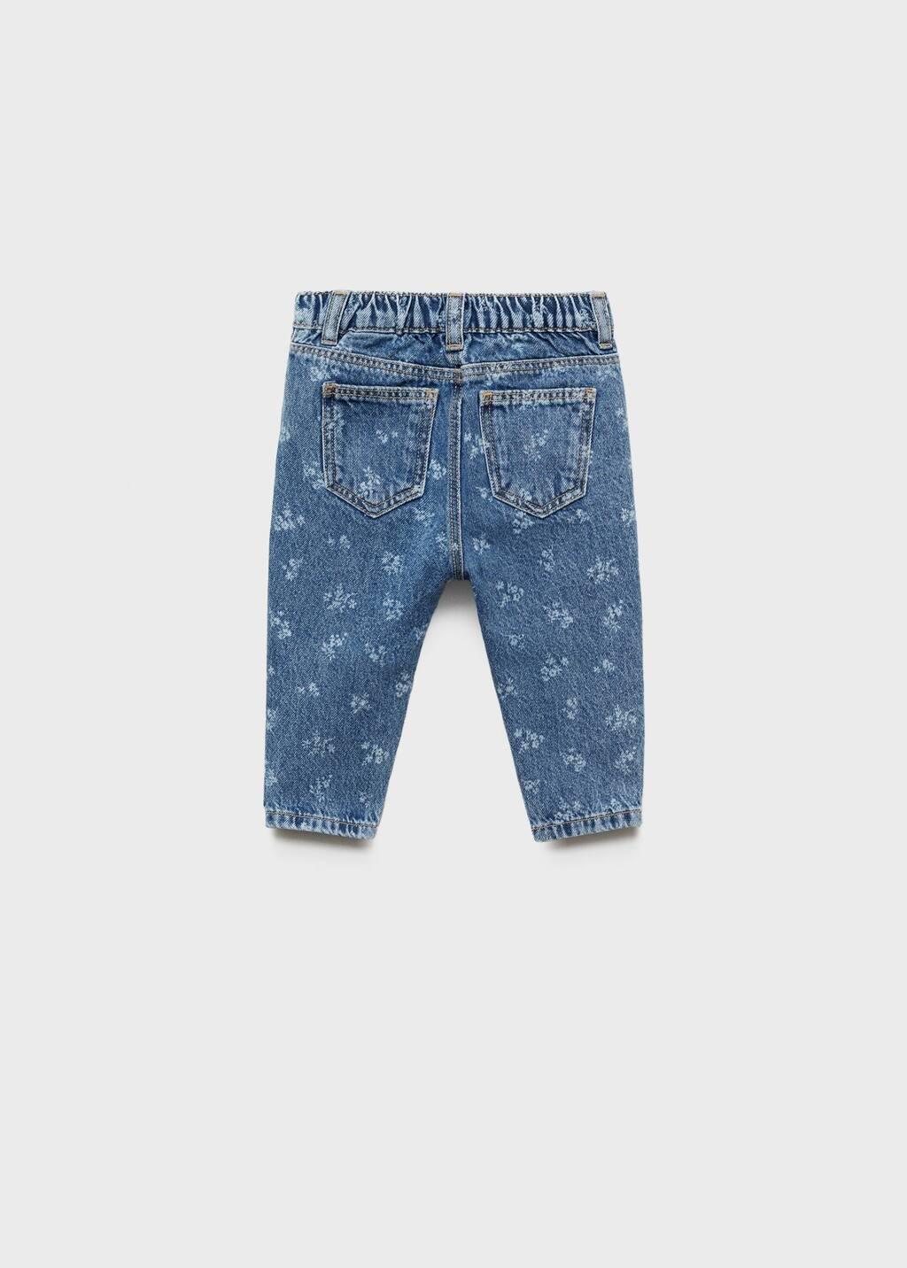 Blue Printed Straight Jeans Floral, Kids Girls, , large image number 2