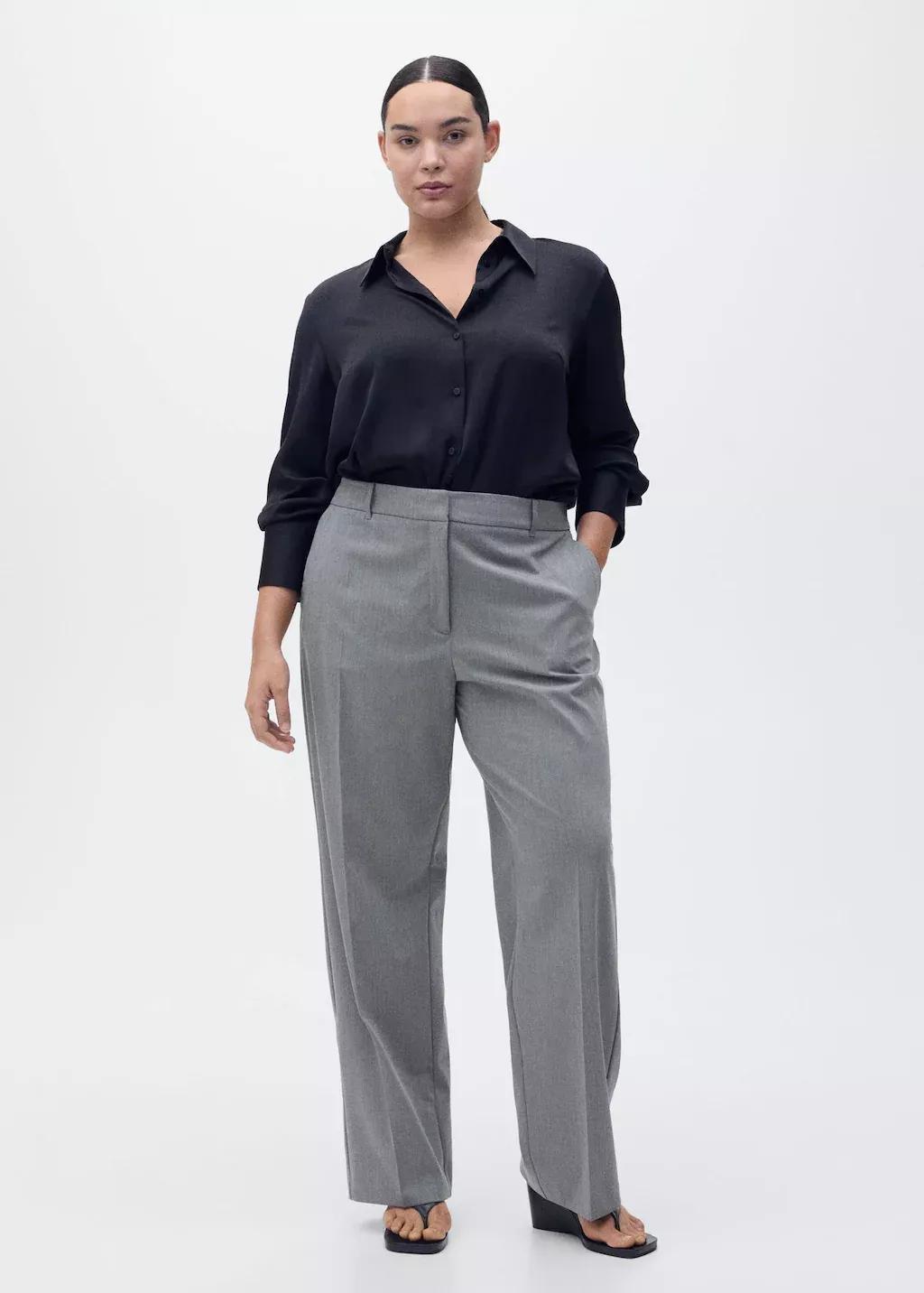 Grey Straight Mid-Rise Trousers, , large image number 3