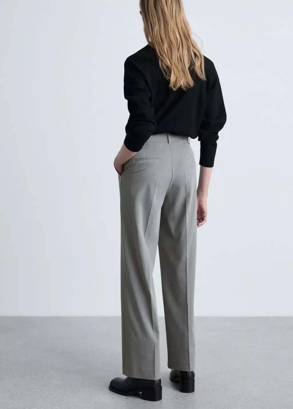 Grey Straight Mid-Rise Trousers, , large image number 5
