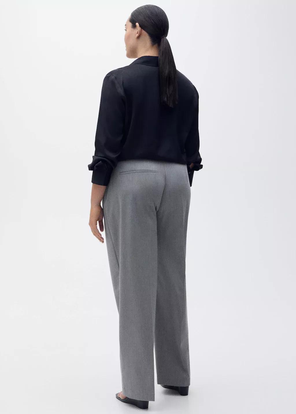 Grey Straight Mid-Rise Trousers, , large image number 6