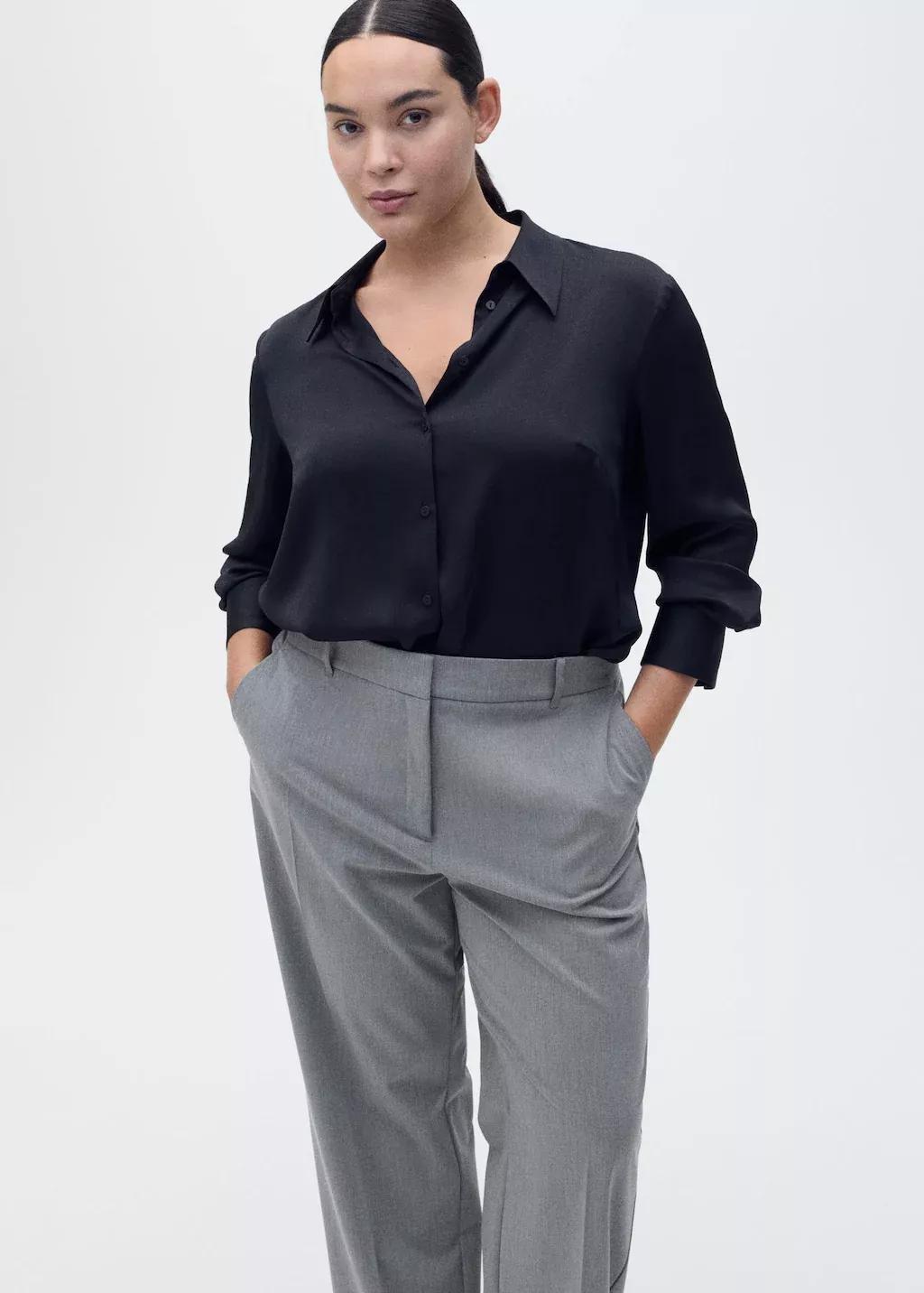 Grey Straight Mid-Rise Trousers, , large image number 7