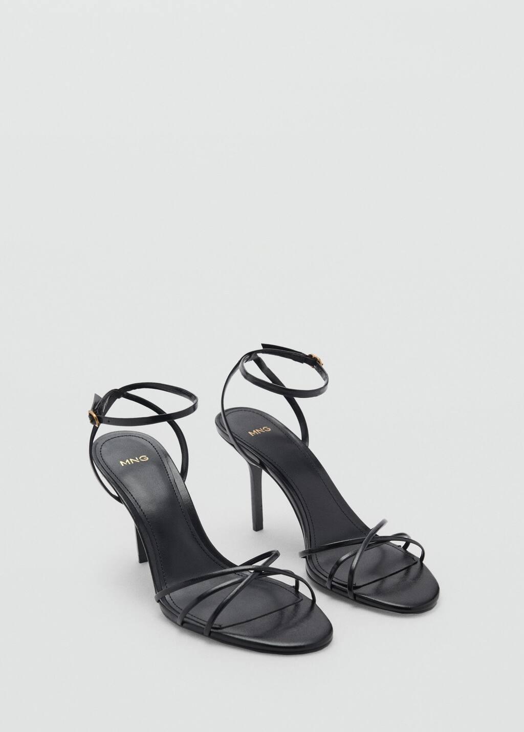 Black Strappy Heeled Sandals, , large image number 0