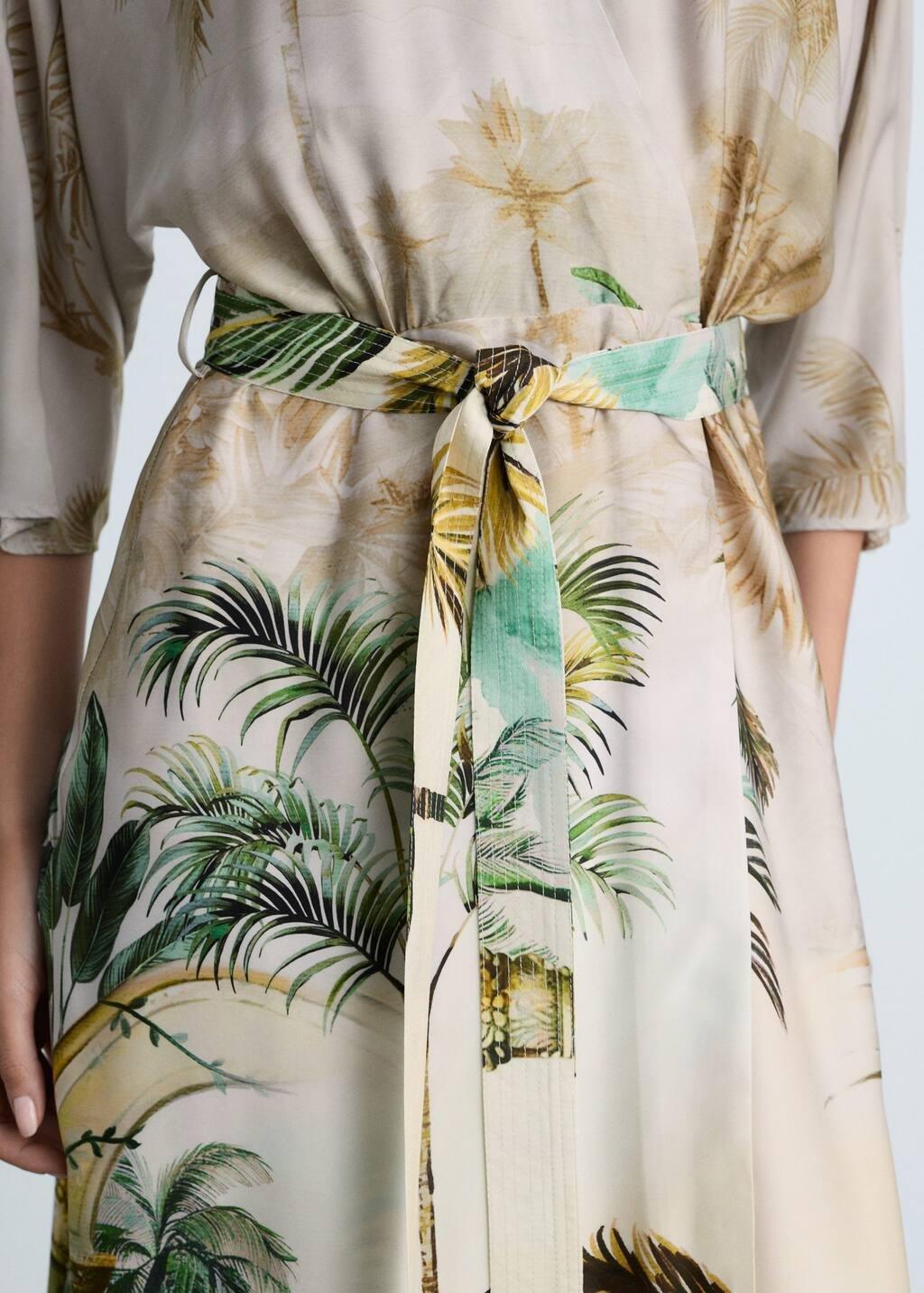 Beige Tropical Shirt Dress, , large image number 1