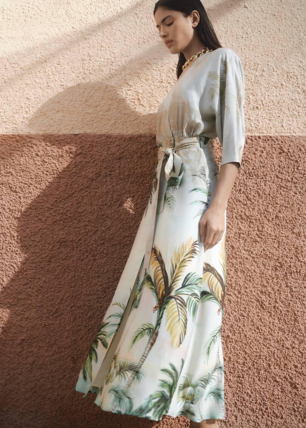 Beige Tropical Shirt Dress, , large image number 2