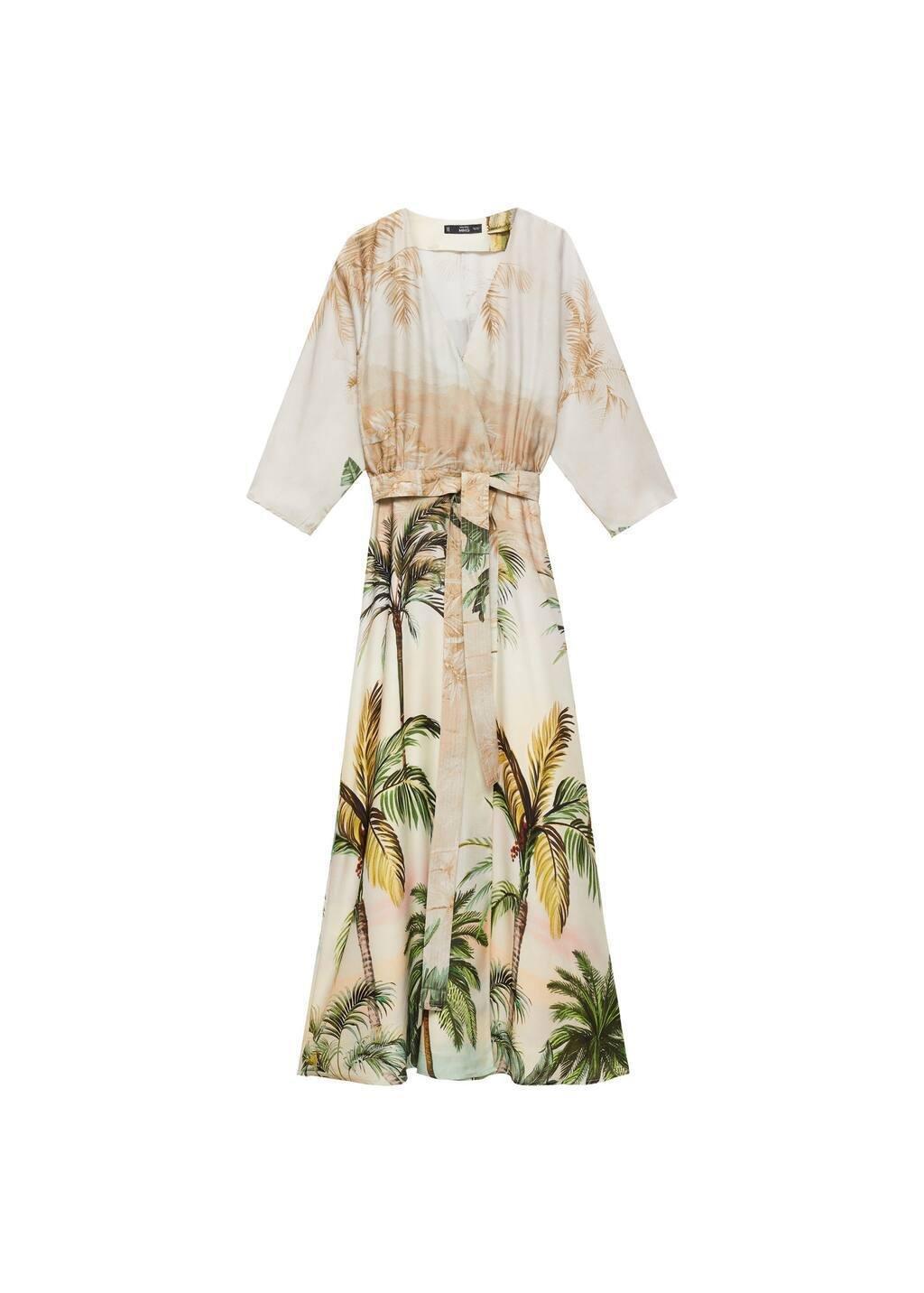 Beige Tropical Shirt Dress, , large image number 3