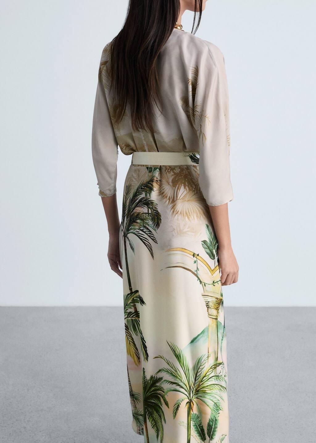 Beige Tropical Shirt Dress, , large image number 5