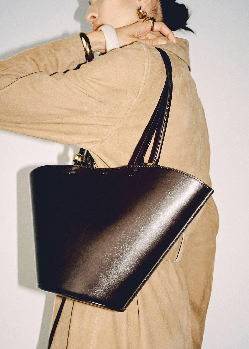 Brown Plain Handmade Shopper Bag, Dark Brown, large image number 5