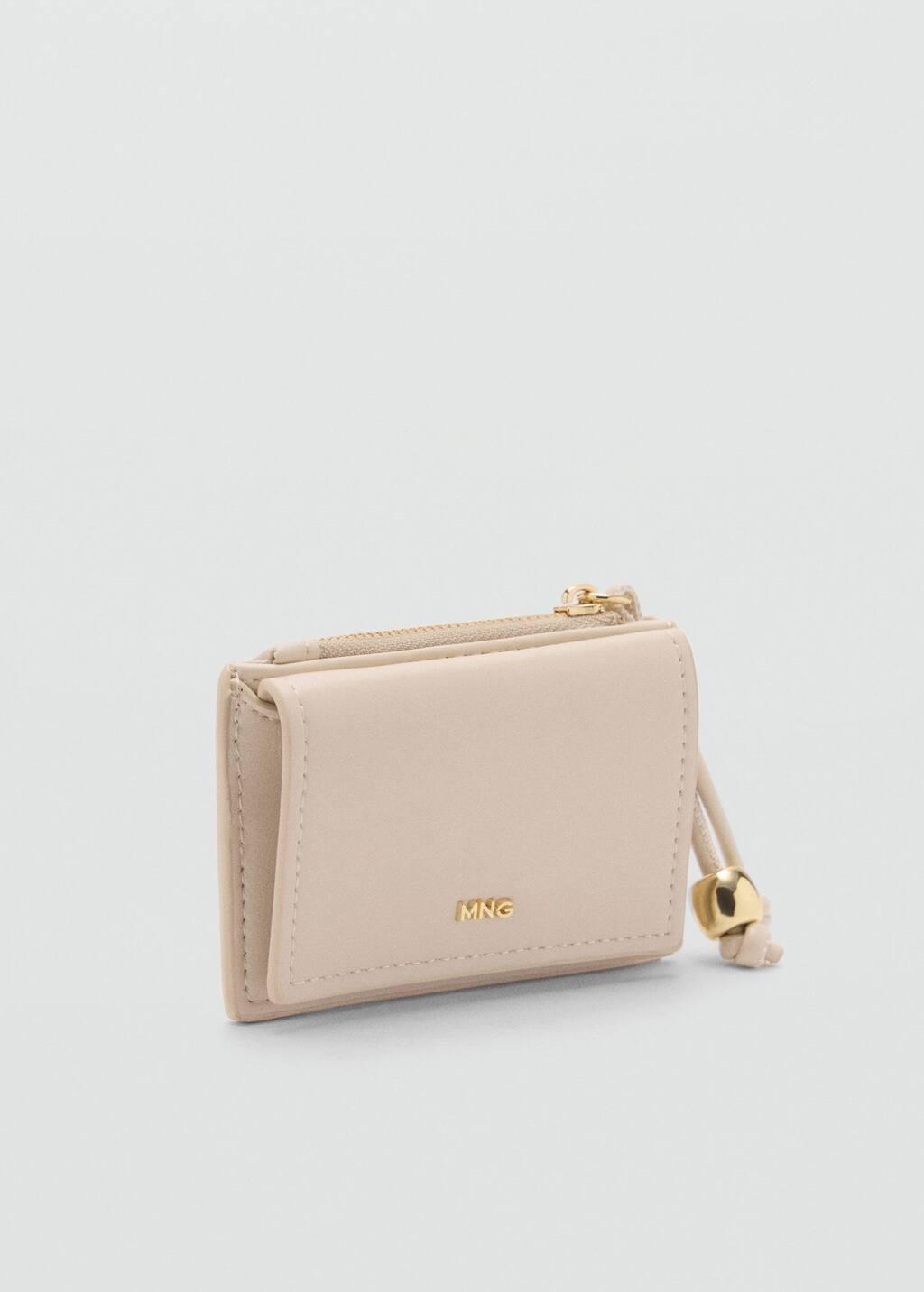 White Leather-Effect Purse With Bead Detail, , medium