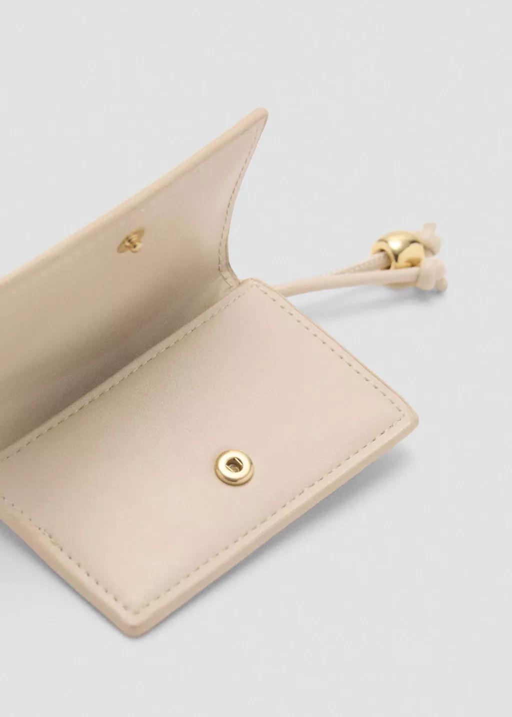 White Leather-Effect Purse With Bead Detail, Natural White, large image number 1