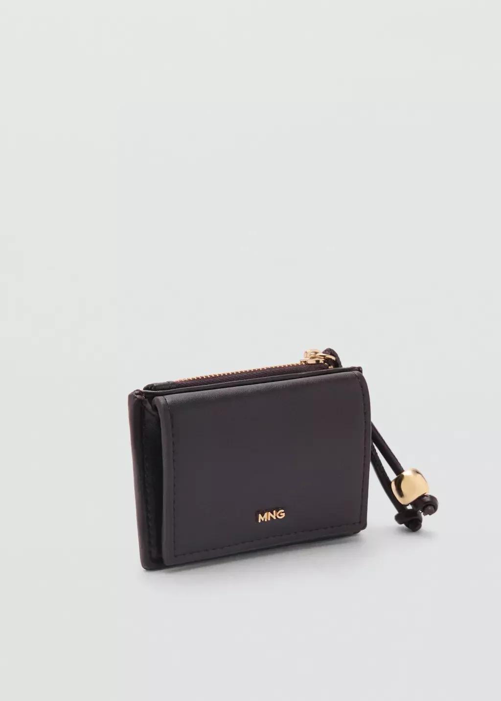 Brown Leather-Effect Purse With Bead Detail, Dark Brown, large image number 0