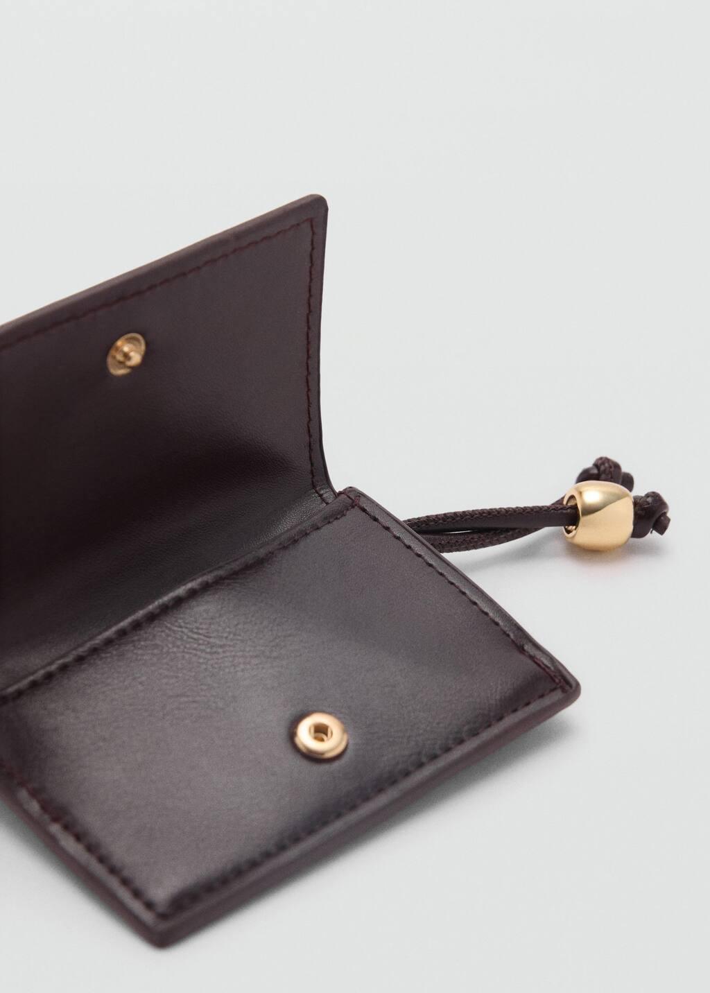 Brown Leather-Effect Purse With Bead Detail, Dark Brown, large image number 1