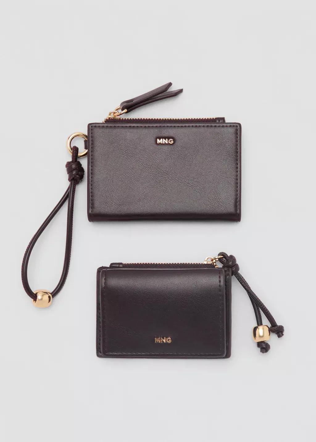 Brown Leather-Effect Purse With Bead Detail, Dark Brown, large image number 2