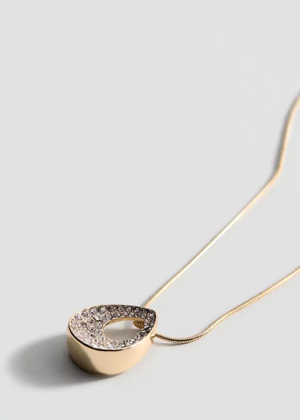 Gold Rhinestone Pendant Necklace, 0201_OR, large image number 0