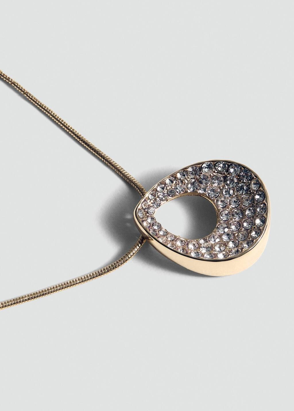 Gold Rhinestone Pendant Necklace, 0201_OR, large image number 1