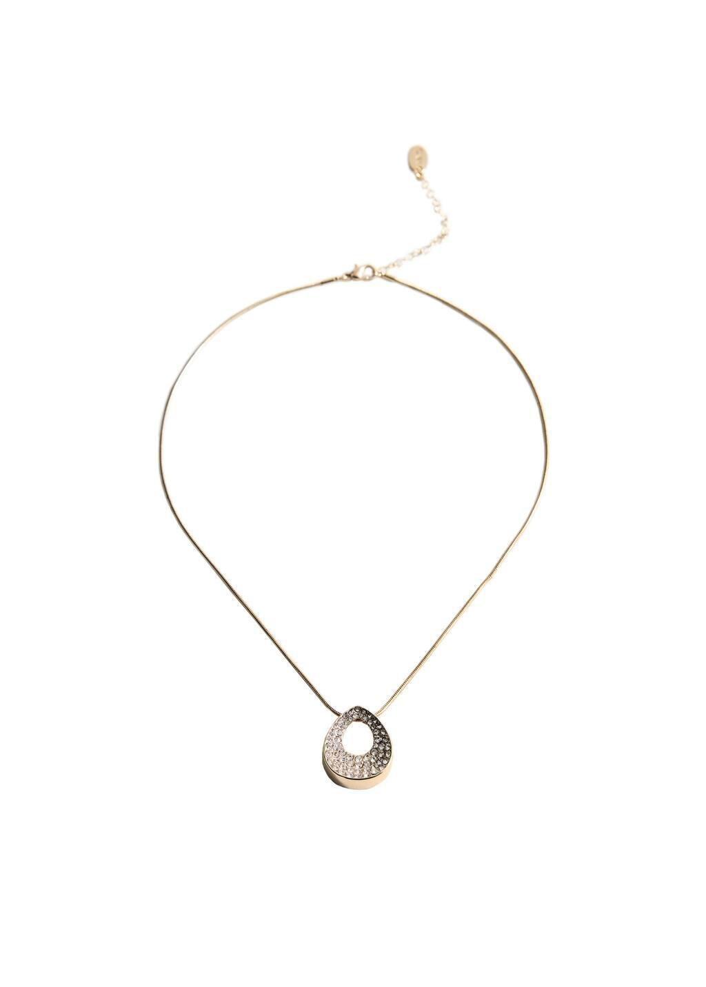 Gold Rhinestone Pendant Necklace, 0201_OR, large image number 2